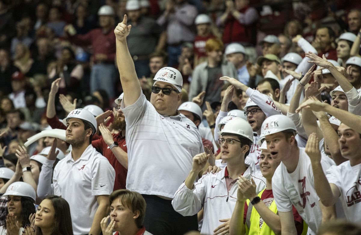 Luke Ratliff leads the Alabama student section